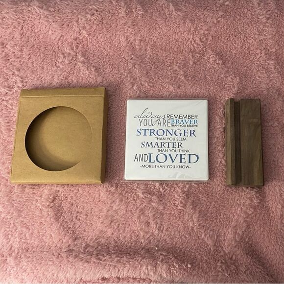 NEW Motivation Quote Desk Decor with Wooden Stand Inspirational Quote Plaque - Picture 6 of 13